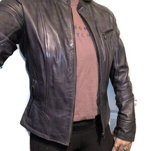 Bod & Christensen Purple AUBERGINE Moto Leather Sandra Jacket Size M